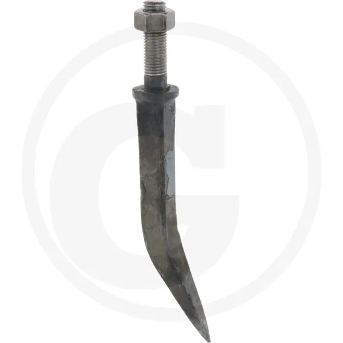 Eggetand, ovale aanzet haaks op gehard, gebogen - lengte: 190mm, materiaal: boorstaal