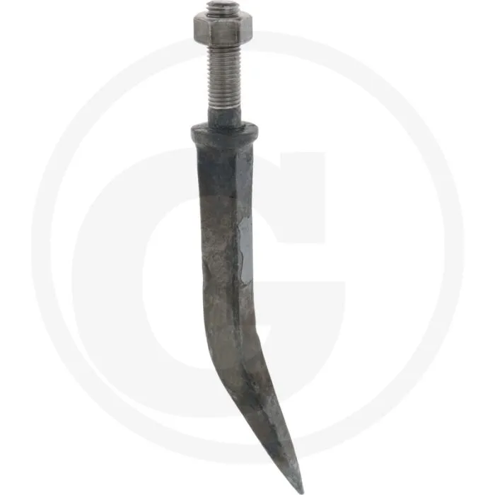 Eggetand, ovale aanzet haaks op gehard, gebogen - lengte: 190mm, materiaal: boorstaal