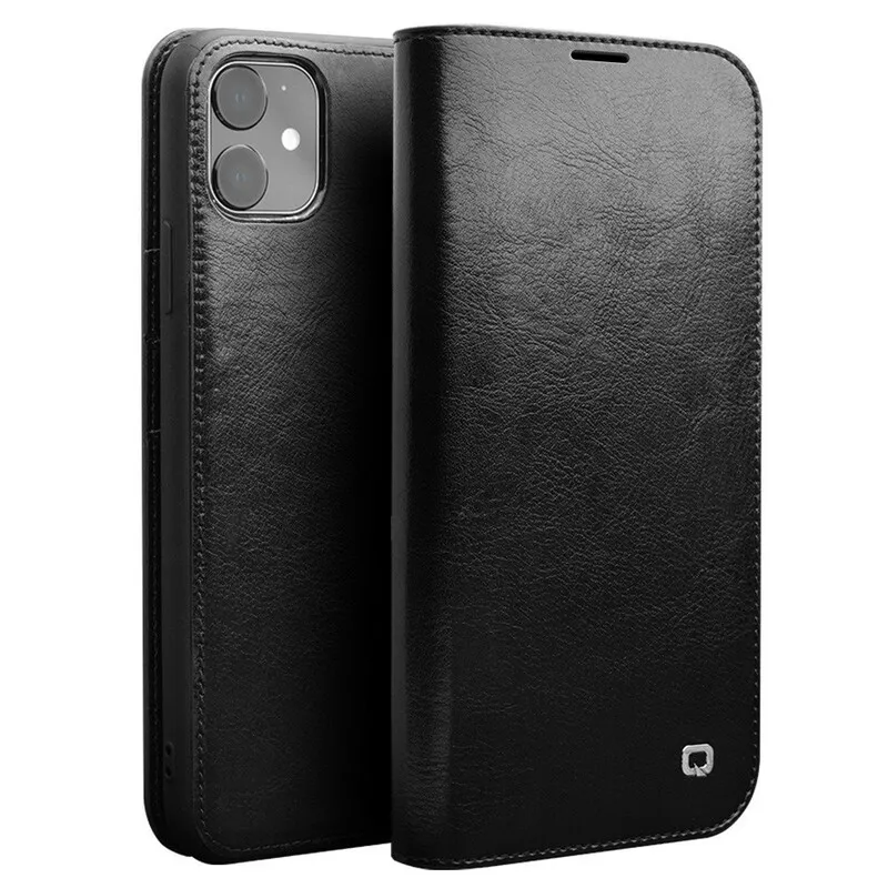 Flip Cover iPhone 11 Echt leer Qialino