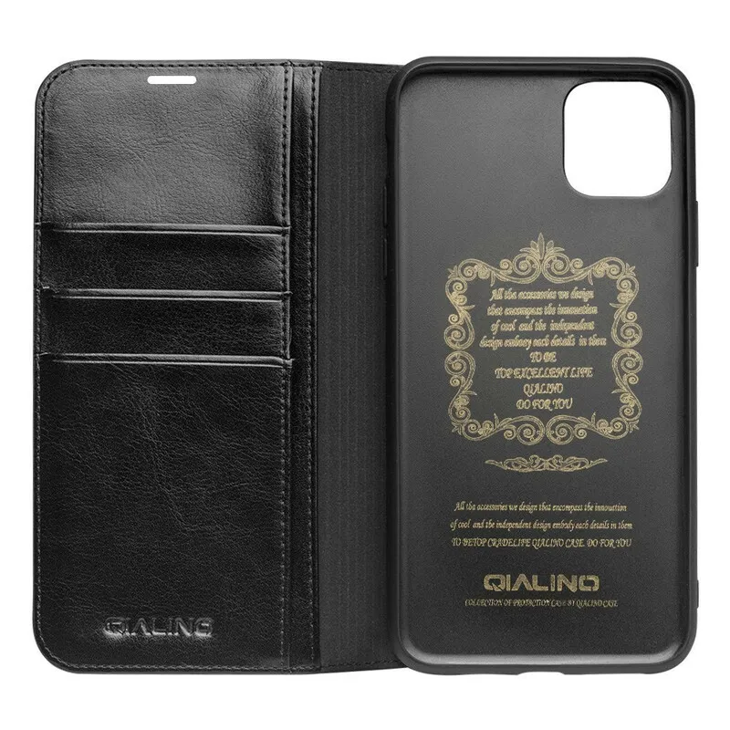 Flip Cover iPhone 11 Echt leer Qialino