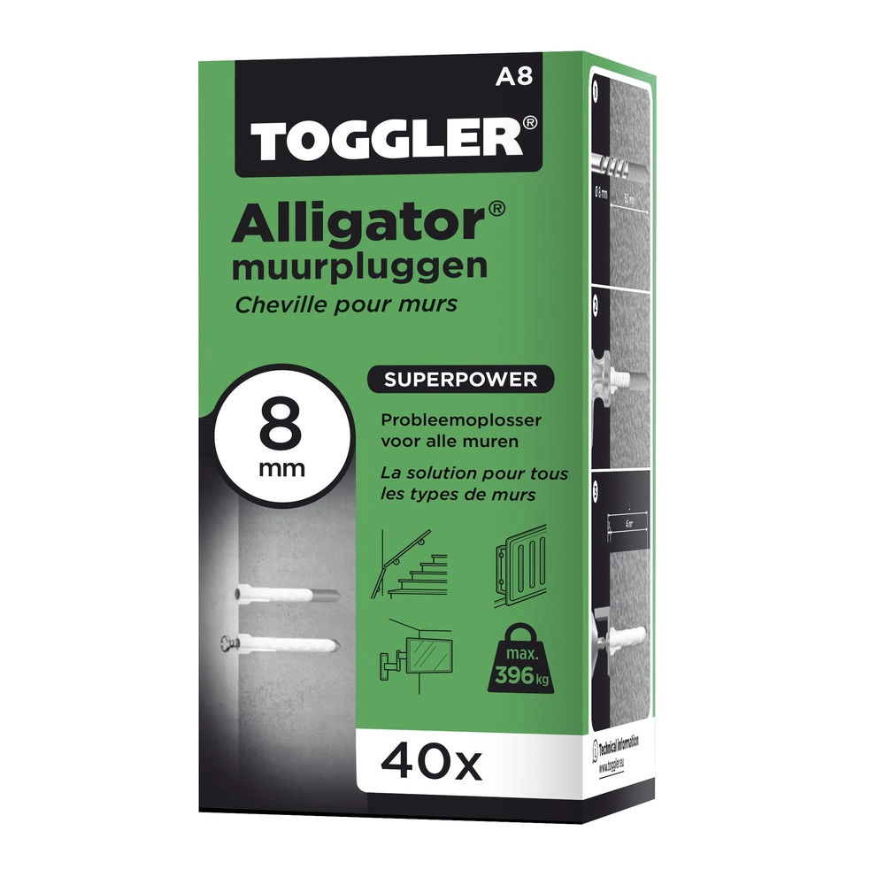 Toggler Alligator Plug A8 Polypropyleen 40mm 40st