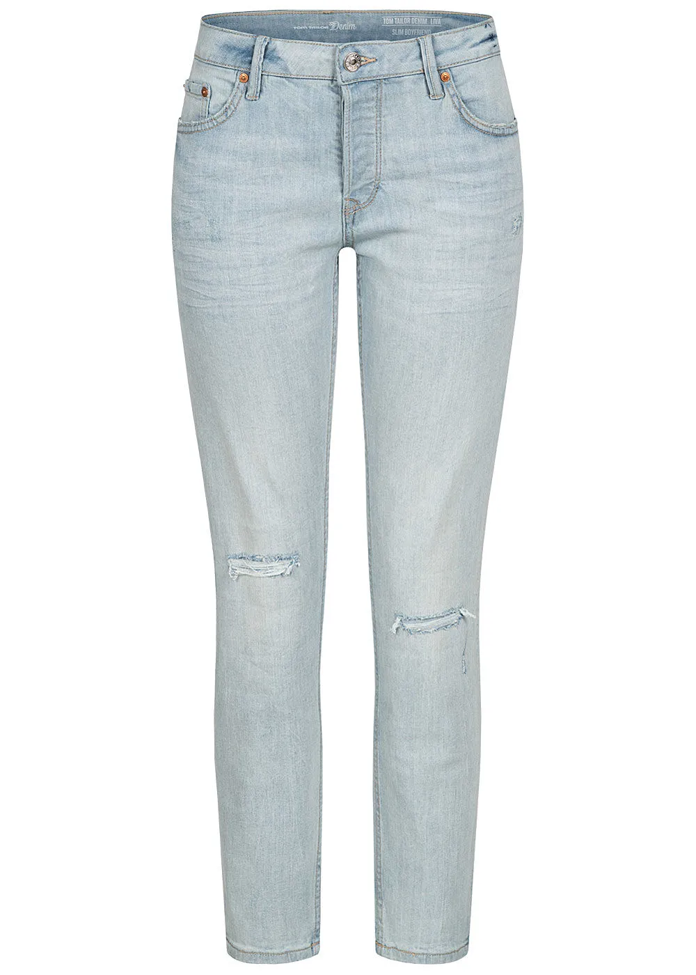 Tom Tailor Dames Boyfriend Jeans Destroy Look 5-Pockets stone lichtblauw denim