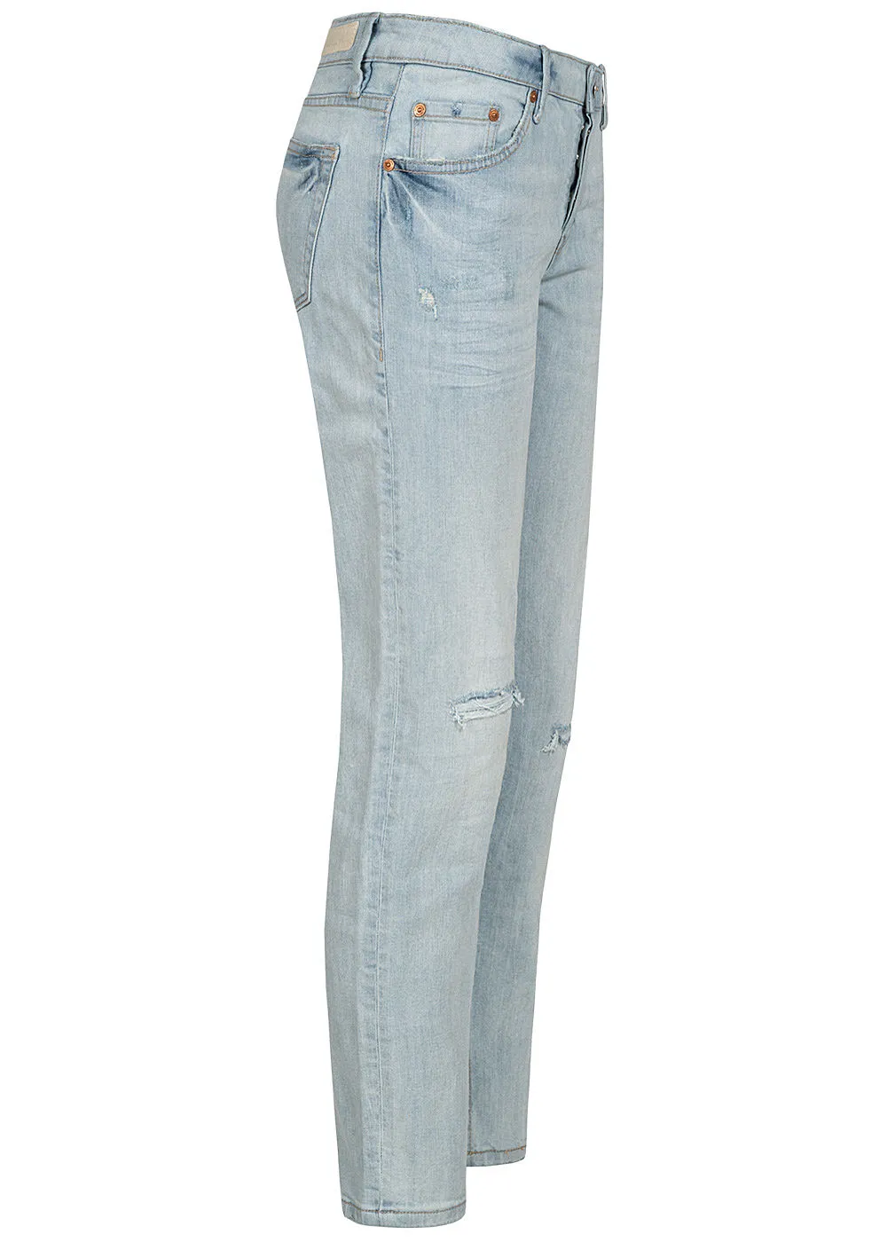 Tom Tailor Dames Boyfriend Jeans Destroy Look 5-Pockets stone lichtblauw denim
